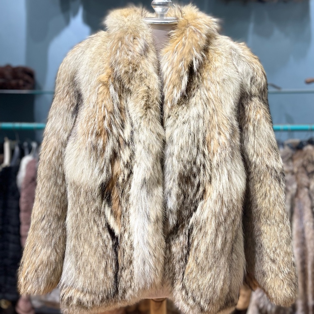 Authentic Fox Fur jacket for women beige size Medium